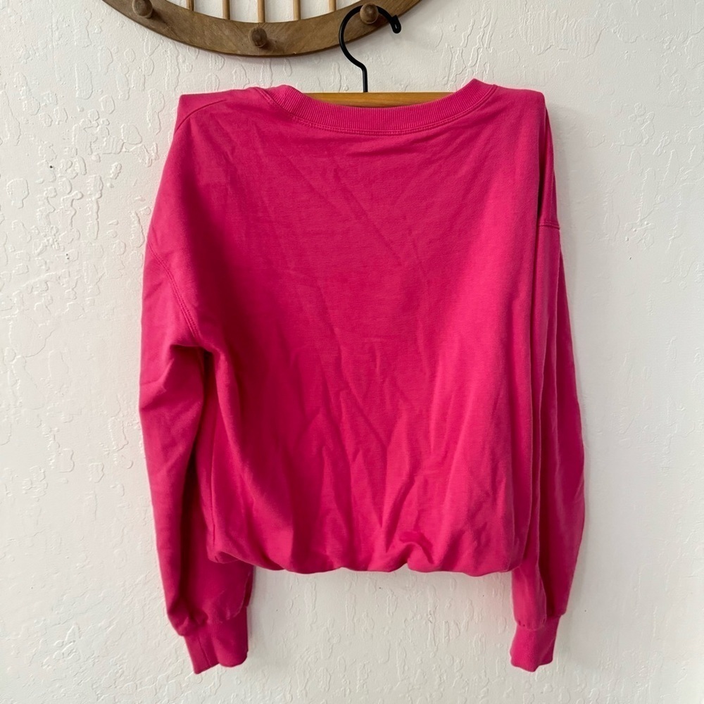 Anthropologie Maeve Twist Front Waist Length Pink Butter Soft Sweatshirt XS - Picture 2 of 6